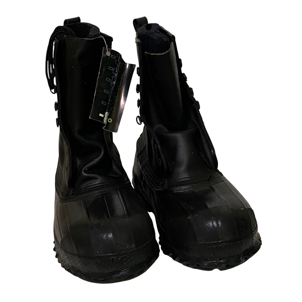 90s LaCrosse Iceman Size 12 Black Double Insulated Leather Rubber Pac Boots USA